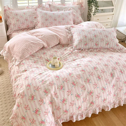 Decobites Floral Princess 100% Cotton Duvet Set for Queen Size Bed