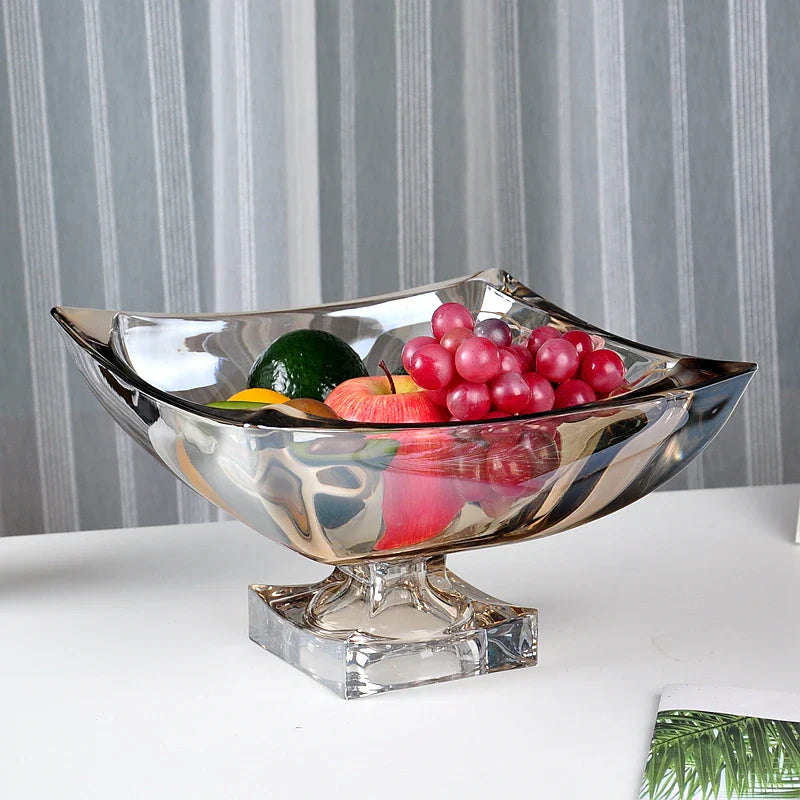 DecorBites™ Large Crystal Glass Fruit Plate | Elegant Home Luxury Decor Ornaments