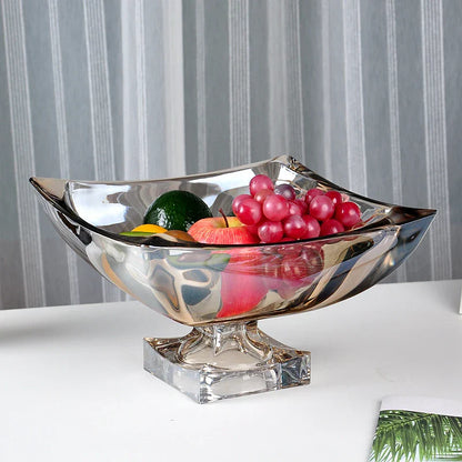 DecorBites™ Large Crystal Glass Fruit Plate | Elegant Home Luxury Decor Ornaments