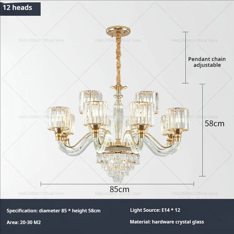 DecorBites™ Crystal Chandelier: Luxury Nordic Home Lamps for Living Room, Bedroom, Dining & Study
