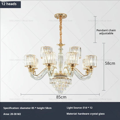 DecorBites™ Crystal Chandelier: Luxury Nordic Home Lamps for Living Room, Bedroom, Dining & Study