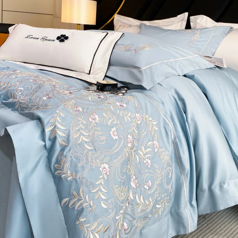 Decobites Luxury Embroidery Wedding Cotton Bedding Set