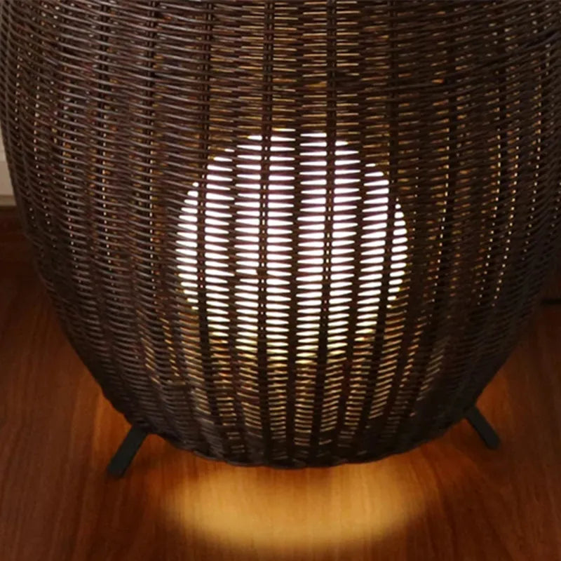 DecorBites™ Lucide Colin Rattan Floor Lamp: Natural Handmade Light for Garden, Bedroom, Living Room