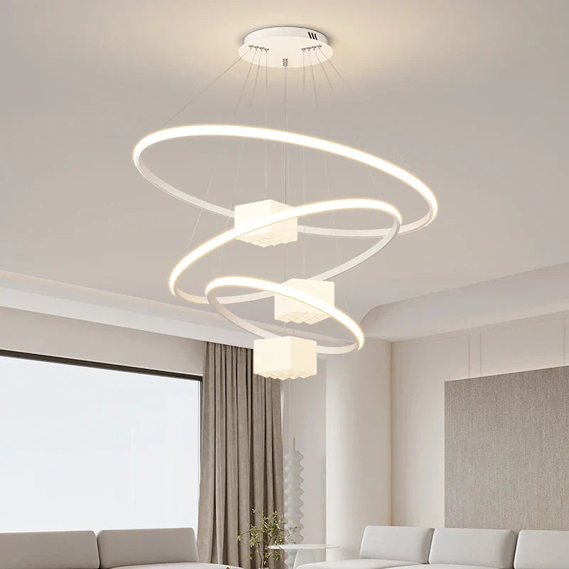 DecorBites™ LED Chandelier: Modern Living Room Kitchen Hanging Light, White Indoor Lighting Fixture