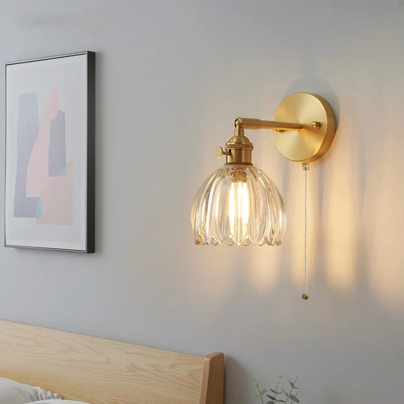 DecorBites™ Clear Glass LED Wall Lights Up Down Rotate Copper Nordic Sconce Fixtures