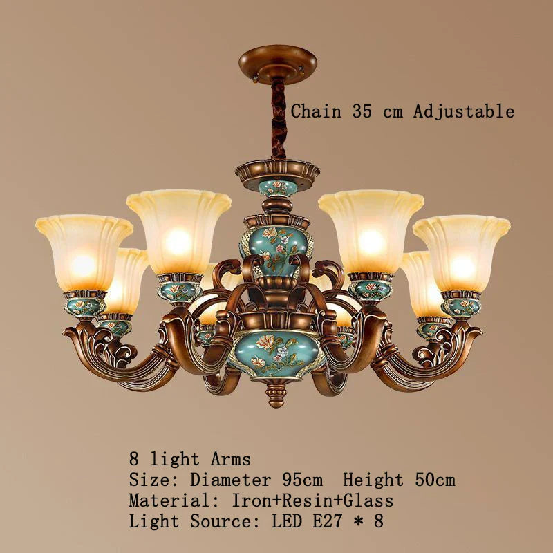 DecorBites™ Classical Resin Chandelier for Luxurious Living Room, Dining Room, and Bedroom Lighting