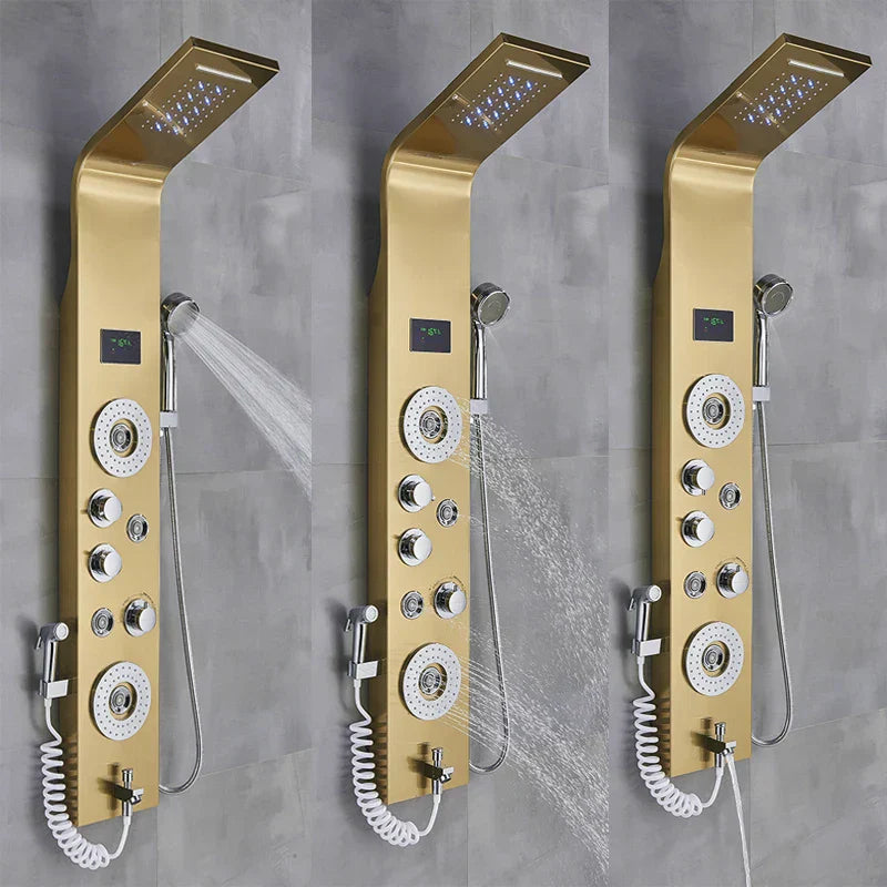 DecorBites™ LED Blue Light Shower System with Temperature Display, Massage Column, Waterfall Rainfall