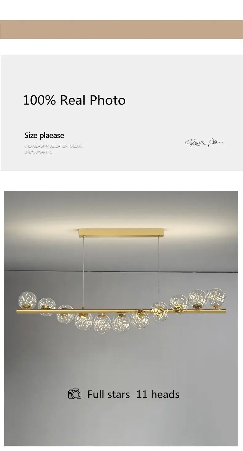 DecorBites™ Modern LED Glass Chandelier for Dining Room