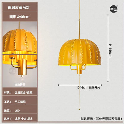DecorBites™ Leather Chandelier: European Bedroom Single Head Design