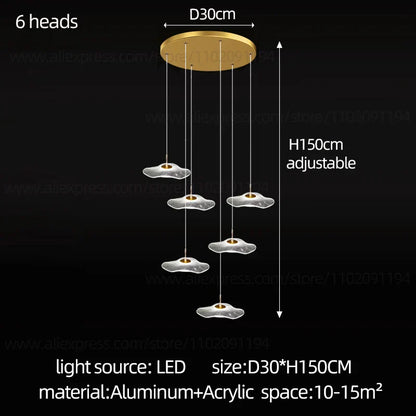 DecorBites™ LED Lotus Staircase Chandelier: Modern Design for Hotel Lobby, Villa, Kitchen Lighting
