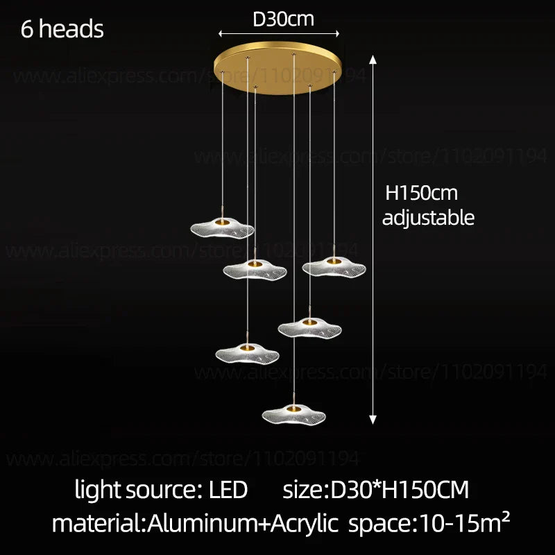 DecorBites™ LED Lotus Leaf Staircase Chandelier: Modern Design for Hotel Lobby, Kitchen & Villa