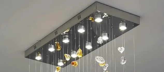 DecorBites™ Crystal Dining Chandelier: Elegant Stone Decorative Lighting for Living Room