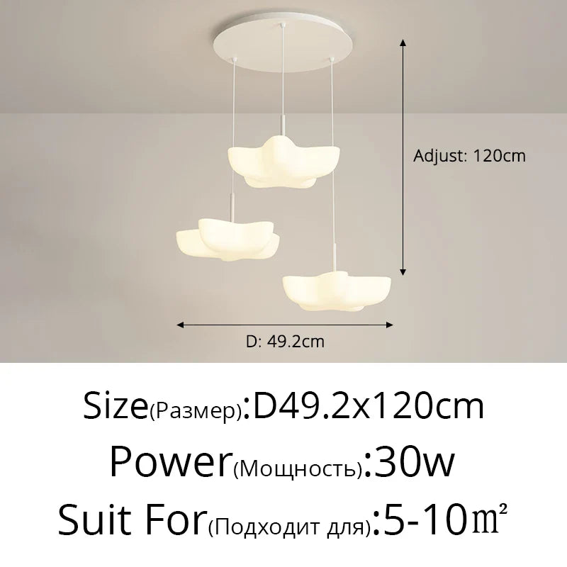 DecorBites™ Cloud White Modern Chandelier Floating Pendant Lamp Kitchen Island Light