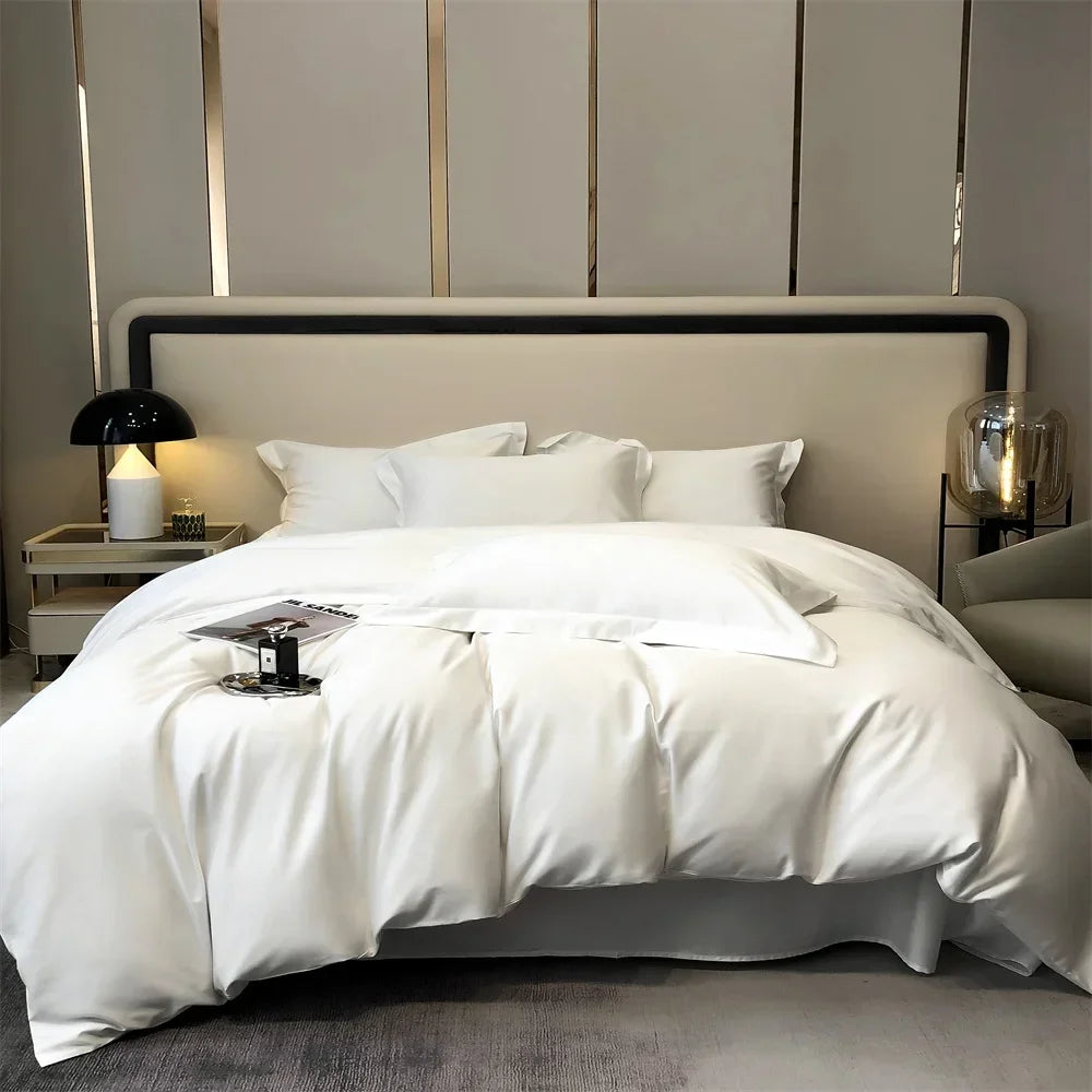 DecorBites™ Egyptian Cotton Bedding Set - Solid Color Sheet Pillowcase Duvet Cover