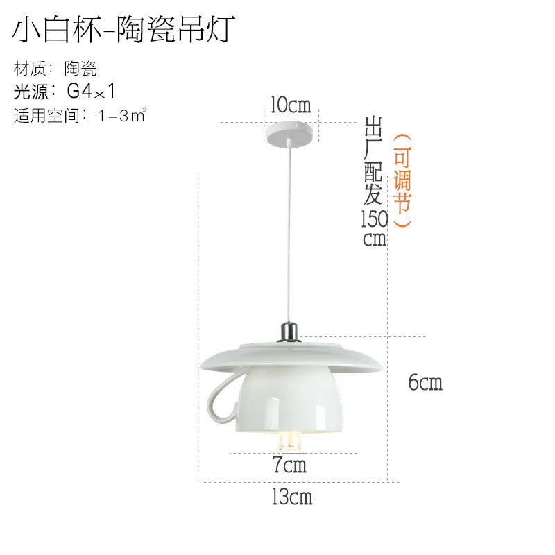 DecorBites™ Ceramic LED Pendant Lights Tea Cup Teapot Hanging Lamp for Kitchen Dining Room
