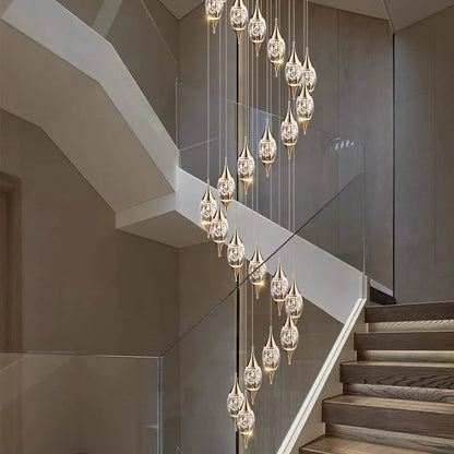 DecorBites™ Crystal Chandelier Stair Pendant Lamp Living Room Interior Lighting