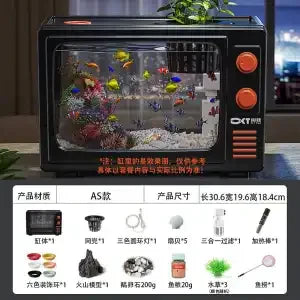 DecorBites™ Desktop Fish Tank: Filtered Oxygen Generator for Living Room Goldfish Aquarium