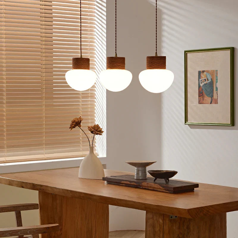 Nordic Glass Pendant Light 3-Head Stone Shade
