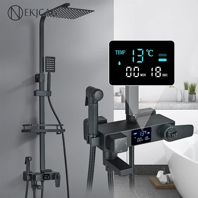 DecorBites™ Digital Thermostatic Shower Faucet Set with Bidet Sprayer