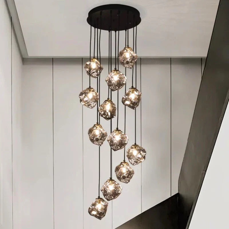 Black Modern LED Chandelier 19-Head Smoky Grey