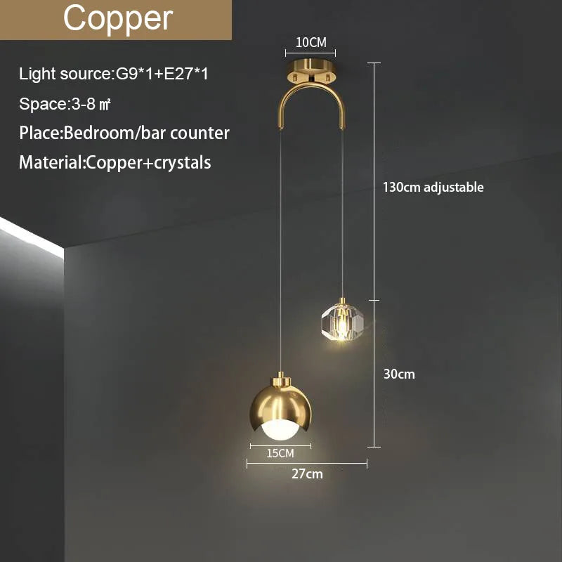 DecorBites™ Crystal Round Chandelier: Luxury Modern Nordic Master Bedroom Pendant Lamp