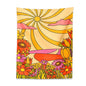 Decobites Retro Floral Rainbow Sun Wall Hanging: Abstract Landscape Vintage Art