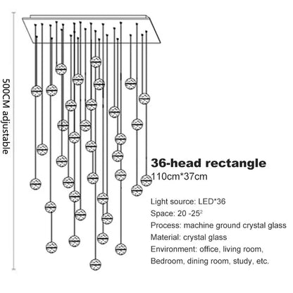 Lámpara de araña LED con bola de cristal DecorBites™ para decoración moderna de salas de estar y dormitorios