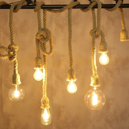 DecorBites™ Hemp Rope Pendant Lights Retro Loft Industrial Hanging Lamp for Living Room Home Decor
