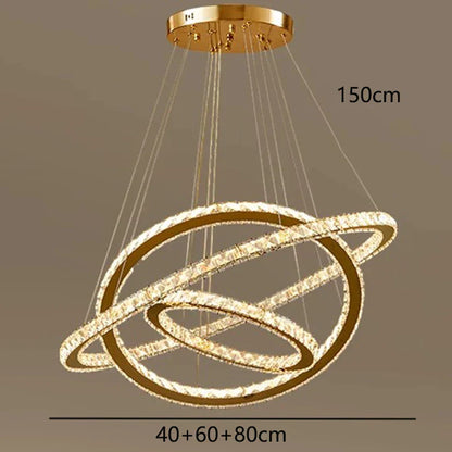 DecorBites™ Crystal Chandelier Stair Pendant Lamp Living Room Lighting