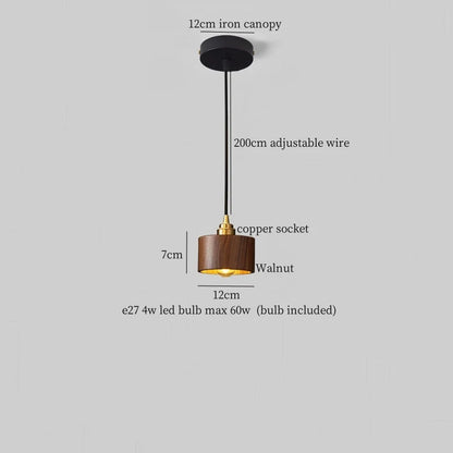 Decorbites™ Japanische LED-Hängeleuchte im Vintage-Stil aus Holz und Kupfer