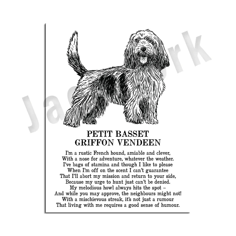 DecorBites™ Dog Breeds Poster: Chinese Crested, Chesapeake Retriever, Brussels Griffon, + More