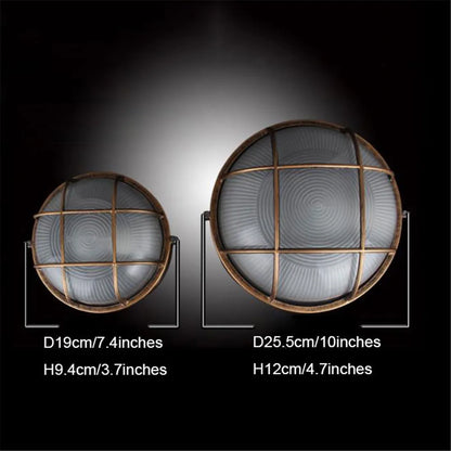 DecorBites™ Bronze Metal Glass Outdoor Ceiling Lamp Flush Mount Waterproof Retro Yard Light