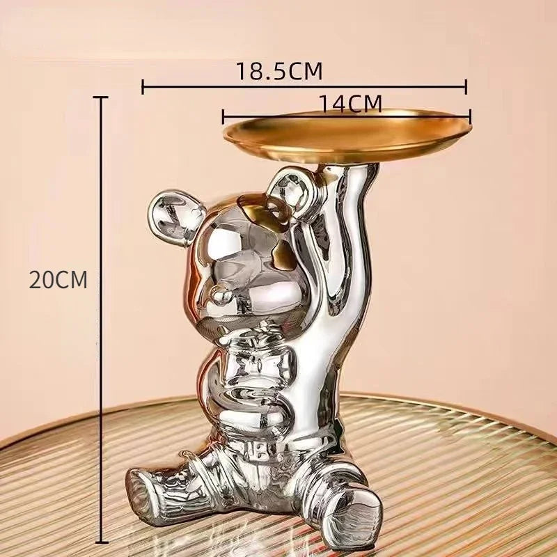 صينية تخزين على شكل دمية دب من DecorBites™، حصالة نقود، وجبات خفيفة، مكياج، حامل مفاتيح، إكسسوار ديكور منزلي