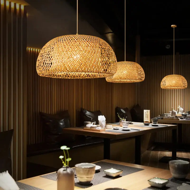 DecorBites™ Hand Knitted Chinese Style Hanging Bamboo Lamps