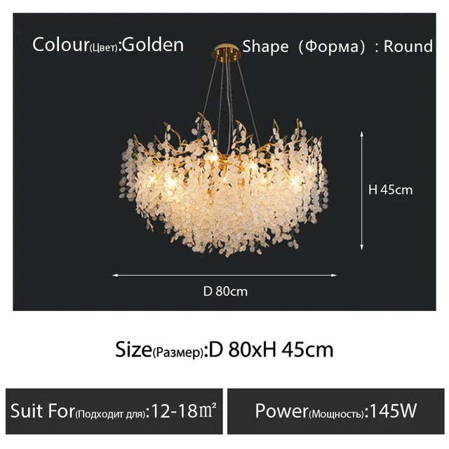 DecorBites™ Circular Crystal Chandelier Living Room Pendant Lights LED Indoor Decoration