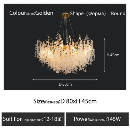 DecorBites™ Circular Crystal Chandelier Living Room Pendant Lights LED Indoor Decoration