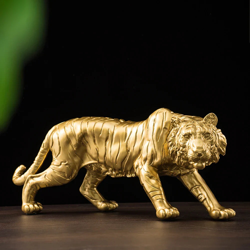 DecorBites™ Golden Tiger Resin Figurines for Home & Office Decor Miniature Ornaments & Collectibles