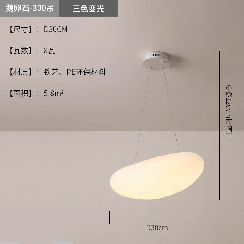 Lámpara colgante LED DecorBites™ Pebble: Elegante candelabro blanco para decoración de salas de estar, dormitorios y restaurantes.