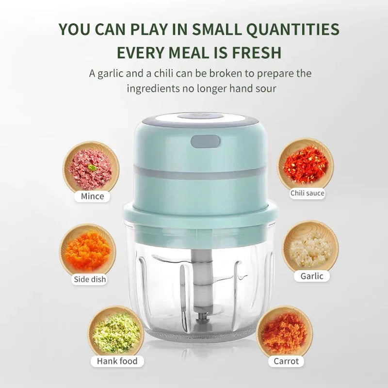 DecorBites™ Electric Food Chopper Mini Garlic Masher Meat Grinder Vegetable Chopper