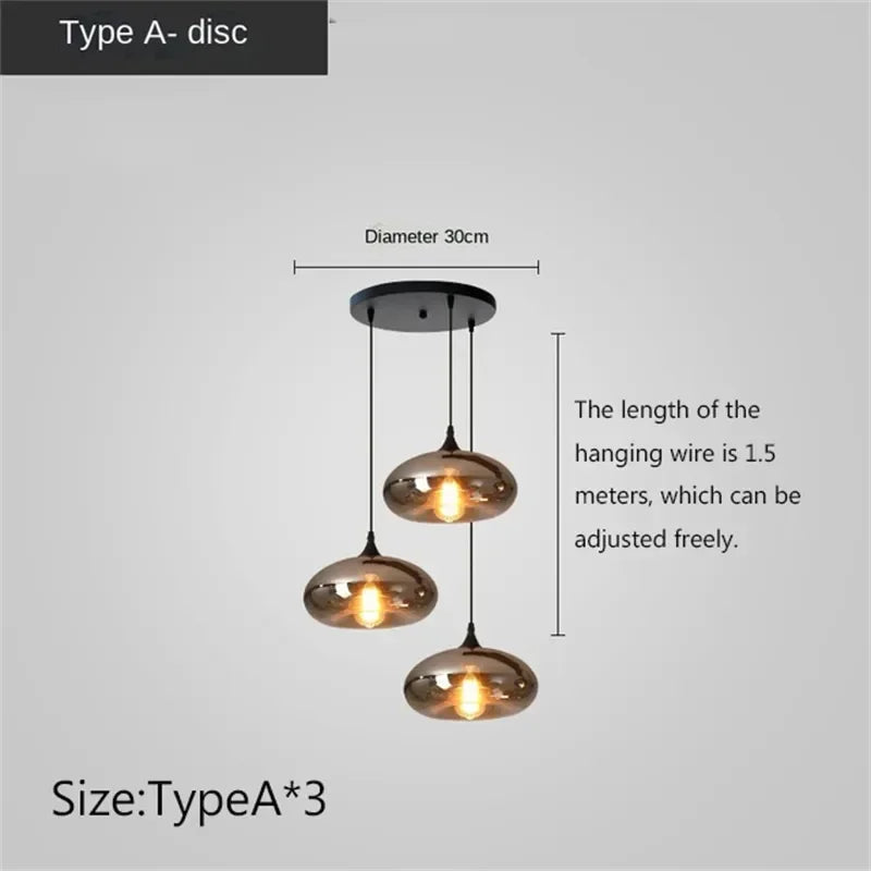 DecorBites™ LED Glass Pendant Chandelier for Kitchen Dining Bar Décor