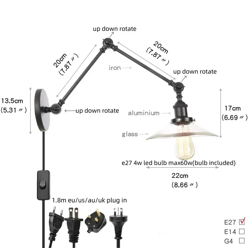 Iron Swing Arm Sconce