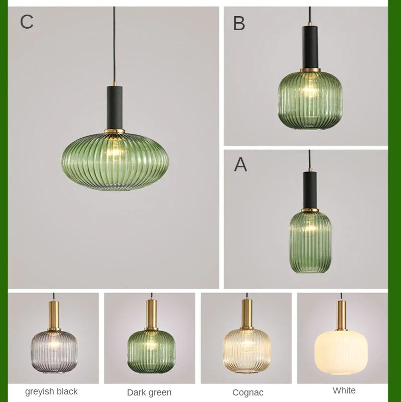 DecorBites™ Gray Glass LED Pendant Lights for Modern Nordic Home Decor