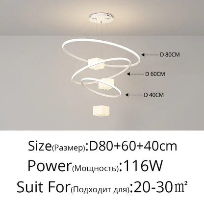 DecorBites™ LED Chandelier: Modern White Hanging Light for Living Room Kitchen, Indoor Decor Lamps