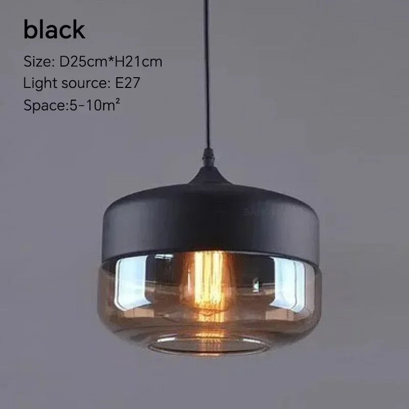 DecorBites™ Glass Wood Chandelier LED Pendant Light Fixture for Living Dining Bedroom
