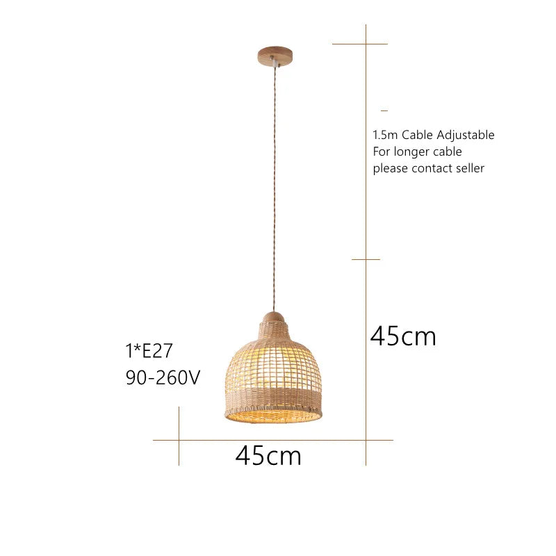 DecorBites™ Bamboo Pendant Lamps in Handmade Natural Wabi Sabi Style for Home, Dining, Bar Island