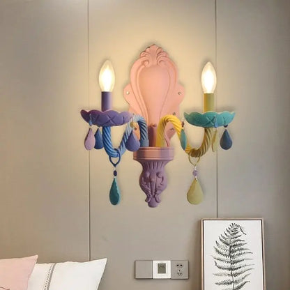 DecorBites™ Crystal Chandelier: Modern Macaron Color Luminaire for Children's Room