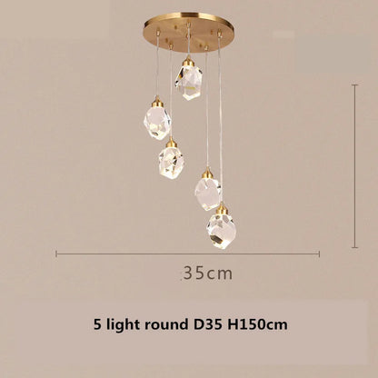 ثريا كريستالية قابلة للتعتيم من ديكوربايتس™ مزودة بثلاث مصابيح LED نحاسية