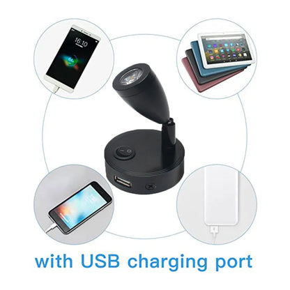 DecorBites™ 12V LED Spotlight with USB Charger for Camper Van Trailer Bed Reading Light