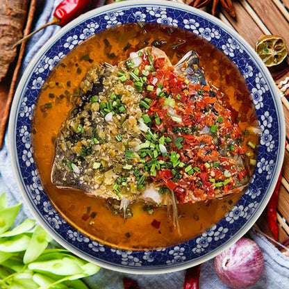 DecorBites™ Blue and White Porcelain Serving Plate - Elegant Chinese Tableware for Spaghetti, Roast Turkey, and More