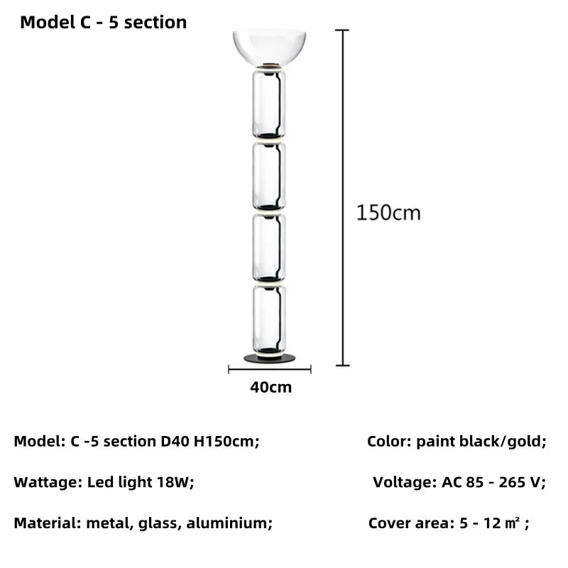 Lámpara de Pie LED con Pantalla de Vidrio Decorbites™ - Diseño Moderno Nórdico Minimalista para la Decoración del Hogar